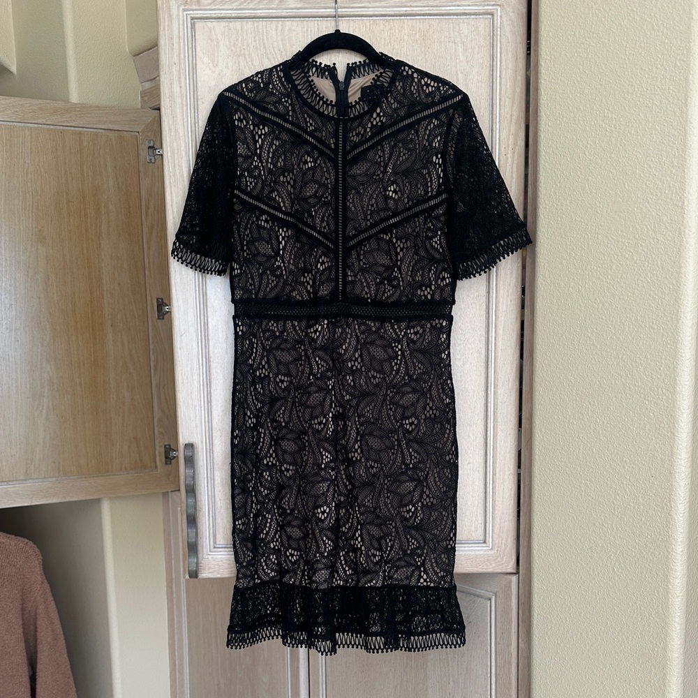 Bardot Black Lace Midi Dress